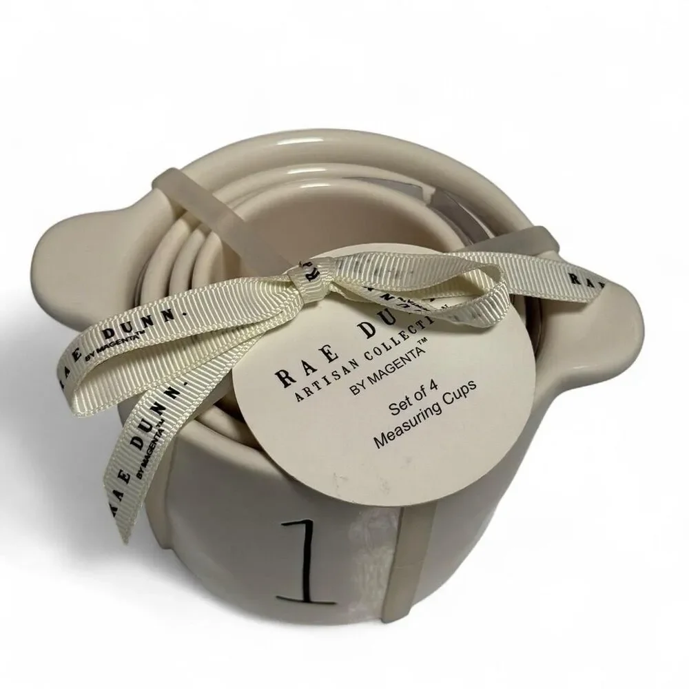Rae Dunn NWT Ceramic measuring cups set of 4 Baking Kitchen Gift Cottage Home